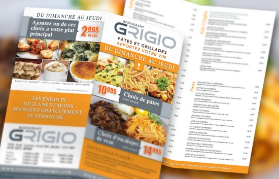 Grigio Restaurant Menus
